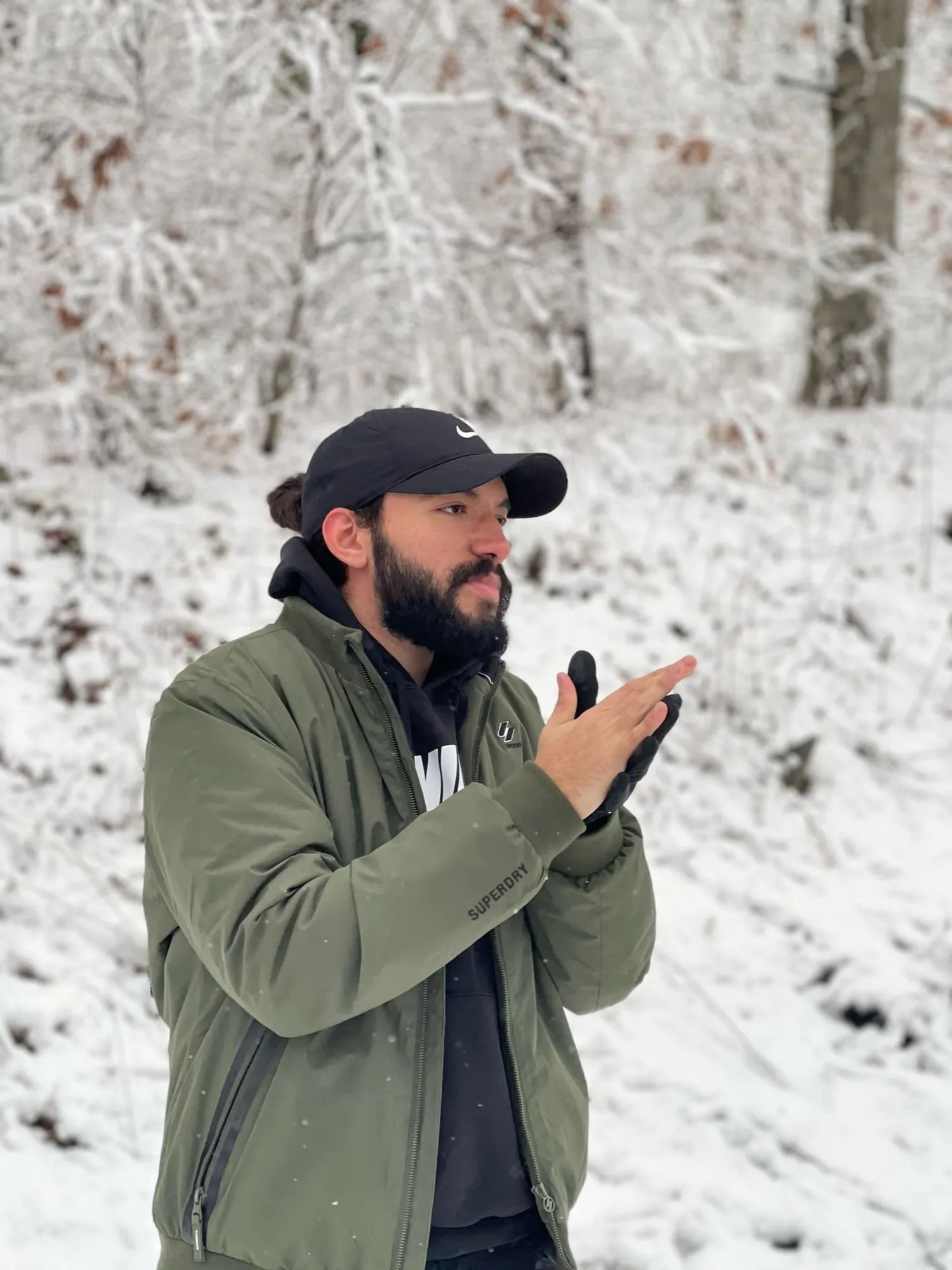 Nour in a snowy forest