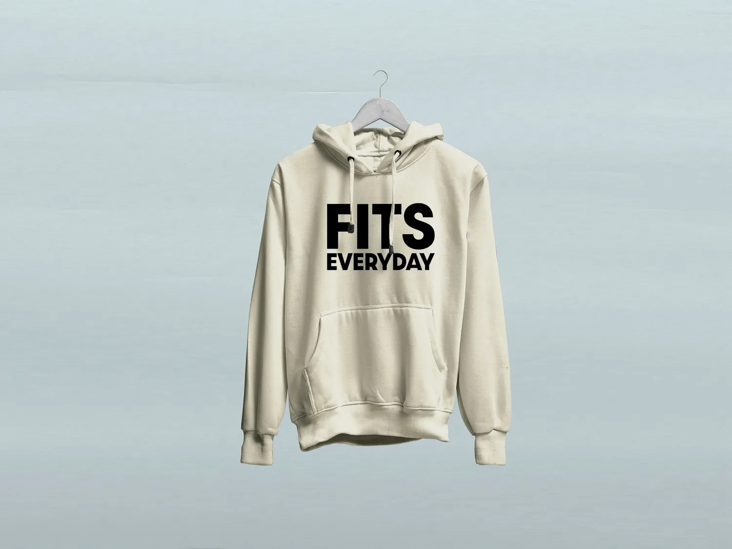 Cream hoodie with black logo