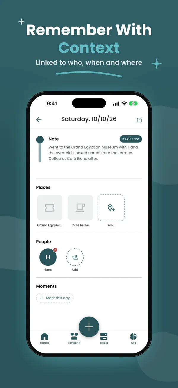 App Store screenshot: Remember with context